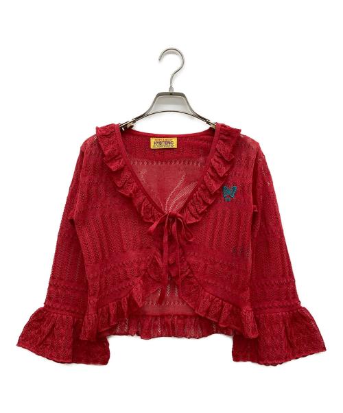 Hysteric Glamour（ヒステリックグラマー）Hysteric Glamour (ヒステリックグラマー) BUTTERFLY刺繍 カーディガン レッド サイズ:Freeの古着・服飾アイテム