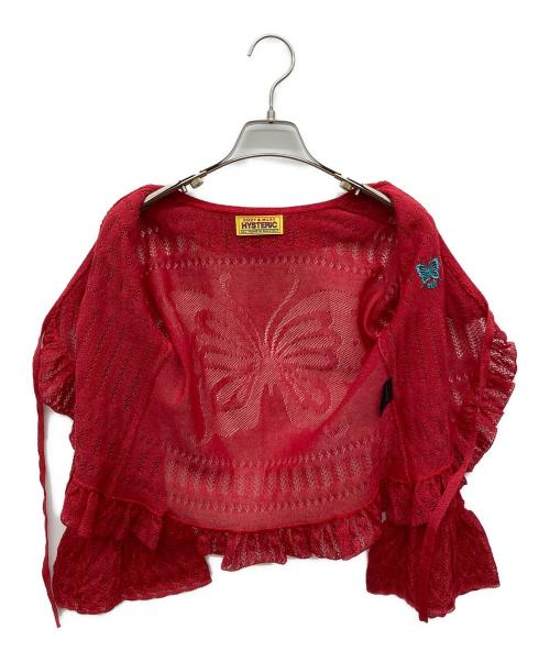 Hysteric Glamour（ヒステリックグラマー）Hysteric Glamour (ヒステリックグラマー) BUTTERFLY刺繍 カーディガン レッド サイズ:Freeの古着・服飾アイテム