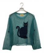 Hysteric Glamourヒステリックグラマー）の古着「BLACK CATジャカードメッシュ プルオーバー」｜グリーン
