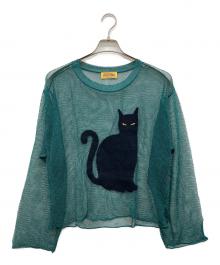 Hysteric Glamour（ヒステリックグラマー）の古着「BLACK CATジャカードメッシュ プルオーバー」｜グリーン