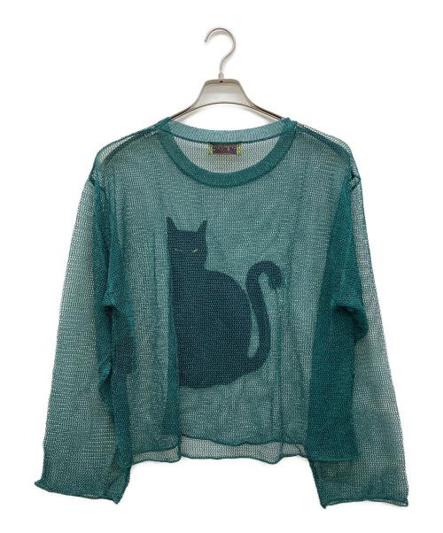 Hysteric Glamour（ヒステリックグラマー）Hysteric Glamour (ヒステリックグラマー) BLACK CATジャカードメッシュ プルオーバー グリーン サイズ:Freeの古着・服飾アイテム