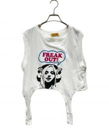 Hysteric Glamour（ヒステリックグラマー）の古着「FREAK OUT! ショート丈ノースリーブ」｜ホワイト