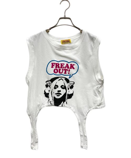 Hysteric Glamour（ヒステリックグラマー）Hysteric Glamour (ヒステリックグラマー) FREAK OUT! ショート丈ノースリーブ ホワイト サイズ:FREEの古着・服飾アイテム