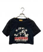 Hysteric Glamourヒステリックグラマー）の古着「CAMERA CLUB ショート丈Tシャツ」｜ブラック