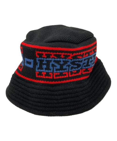 Hysteric Glamour（ヒステリックグラマー）Hysteric Glamour (ヒステリックグラマー) STRIPE LOGO ニットバケットハット ブラックの古着・服飾アイテム