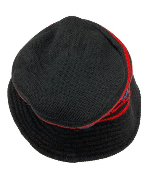 Hysteric Glamour（ヒステリックグラマー）Hysteric Glamour (ヒステリックグラマー) STRIPE LOGO ニットバケットハット ブラックの古着・服飾アイテム