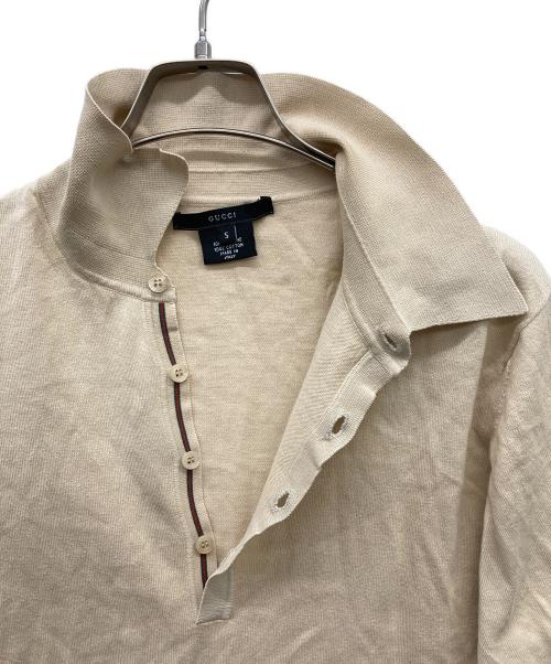 GUCCI（グッチ）GUCCI (グッチ) コットンニットポロシャツ ベージュ サイズ:Sの古着・服飾アイテム
