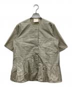 Shoshショッシュ）の古着「アシンメトリーノーカラーブラウス」｜ベージュ