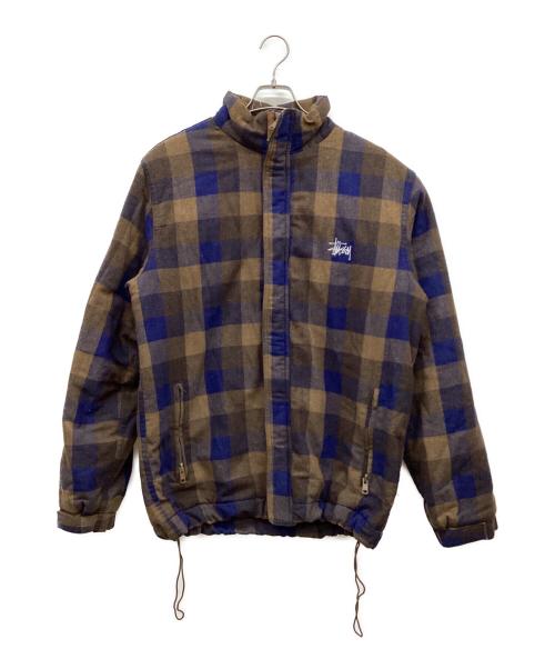 stussy（ステューシー）stussy (ステューシー) 中綿チェックジャケット AUTHENTIC GEAR ブラウン サイズ:Lの古着・服飾アイテム