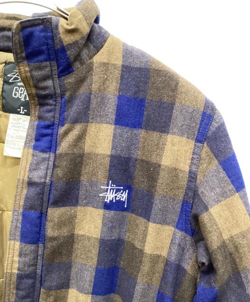 stussy（ステューシー）stussy (ステューシー) 中綿チェックジャケット AUTHENTIC GEAR ブラウン サイズ:Lの古着・服飾アイテム