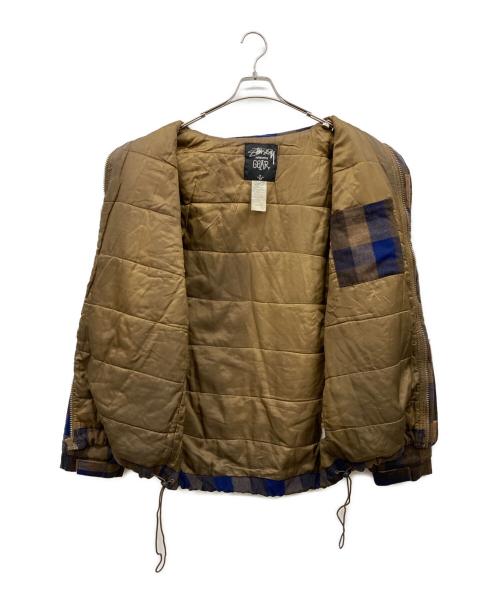 stussy（ステューシー）stussy (ステューシー) 中綿チェックジャケット AUTHENTIC GEAR ブラウン サイズ:Lの古着・服飾アイテム