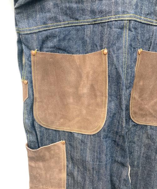 NEPENTHES（ネペンテス）NEPENTHES (ネペンテス) スウェード切替デニムオーバーオール インディゴ サイズ:Mの古着・服飾アイテム