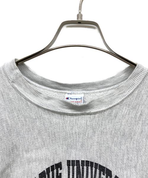 Champion（チャンピオン）Champion (チャンピオン) 三段中抜きカプセルプリントリバースウィーブスウェット グレー サイズ:X-LARGEの古着・服飾アイテム