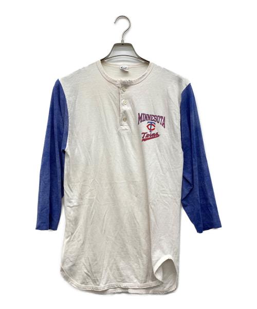 Champion（チャンピオン）Champion (チャンピオン) ヘンリーネックカットソー ホワイト サイズ:LARGEの古着・服飾アイテム
