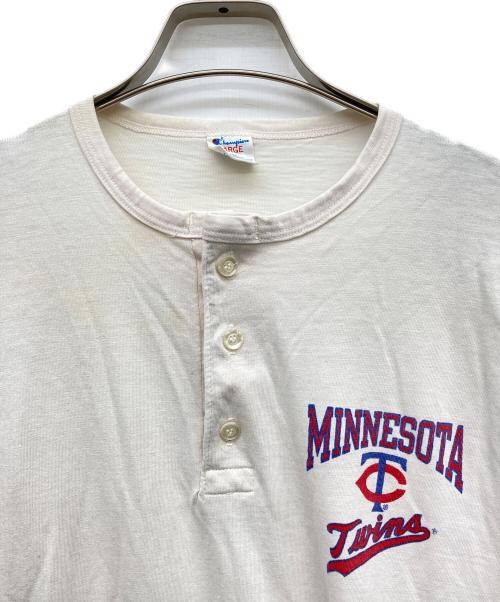 Champion（チャンピオン）Champion (チャンピオン) ヘンリーネックカットソー ホワイト サイズ:LARGEの古着・服飾アイテム