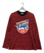 Hysteric Glamourヒステリックグラマー）の古着「GIRLS CLUBボーダーカットソー」｜レッド×ブラック