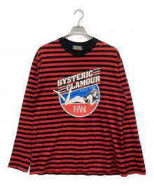 Hysteric Glamour（ヒステリックグラマー）の古着「GIRLS CLUBボーダーカットソー」｜レッド×ブラック