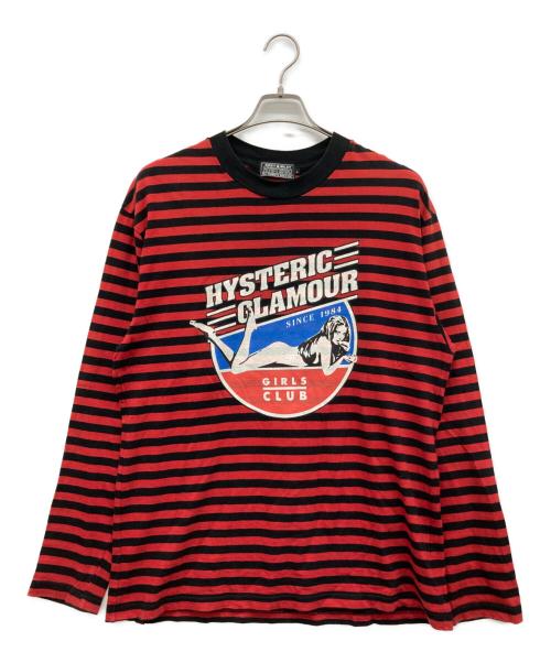 Hysteric Glamour（ヒステリックグラマー）Hysteric Glamour (ヒステリックグラマー) GIRLS CLUBボーダーカットソー レッド×ブラック サイズ:Lの古着・服飾アイテム