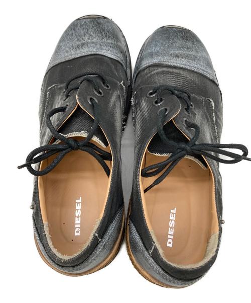 DIESEL（ディーゼル）DIESEL (ディーゼル) デニム地切替3ホールダービーシューズ ブラック サイズ:41の古着・服飾アイテム