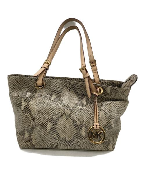MICHAEL KORS（マイケルコース）MICHAEL KORS (マイケルコース) パイソン柄ハンドバッグ ベージュの古着・服飾アイテム
