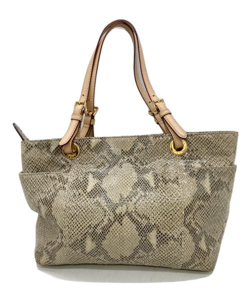 MICHAEL KORS（マイケルコース）MICHAEL KORS (マイケルコース) パイソン柄ハンドバッグ ベージュの古着・服飾アイテム