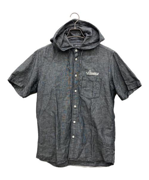 stussy（ステューシー）stussy (ステューシー) リネン混半袖シャツパーカー グレー サイズ:Mの古着・服飾アイテム