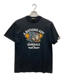 A BATHING APE（アベイシングエイプ）の古着「プリントTシャツ　00s GENERALS&BABY MILO」｜ブラック