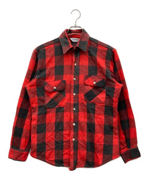 FIVE BROTHER（ファイブブラザー）FIVE BROTHER (ファイブブラザー) バッファローチェックヘビーネルシャツ ブラック×レッド サイズ:Mの古着・服飾アイテム
