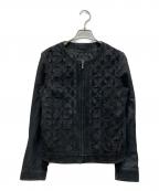 WEEKEND Max Maraウィークエンド マックスマーラ）の古着「goat leather flower motif zip up short length jacket」｜ブラック