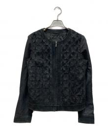WEEKEND Max Mara（ウィークエンド マックスマーラ）の古着「goat leather flower motif zip up short length jacket」｜ブラック