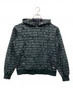 stussyステューシー）の古着「ショーンフォント総柄ロゴパーカー」｜ブラック