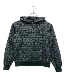 stussy（ステューシー）の古着「ショーンフォント総柄ロゴパーカー」｜ブラック