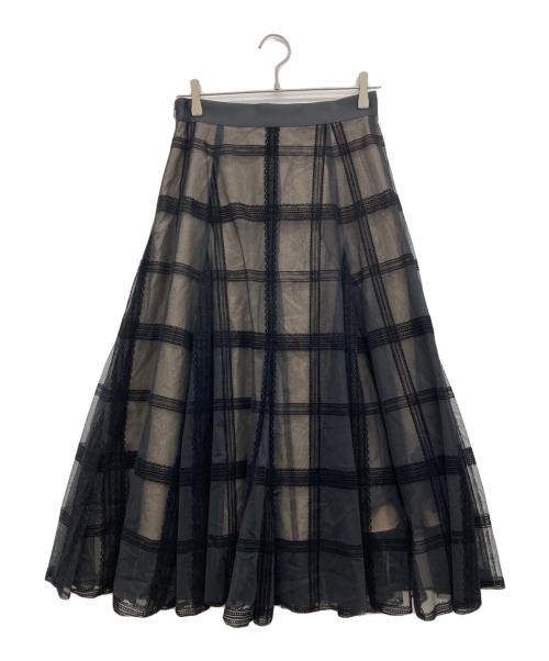 Snidel（スナイデル）Snidel (スナイデル) フロッキーチェックチュールスカート ブラック サイズ:1の古着・服飾アイテム