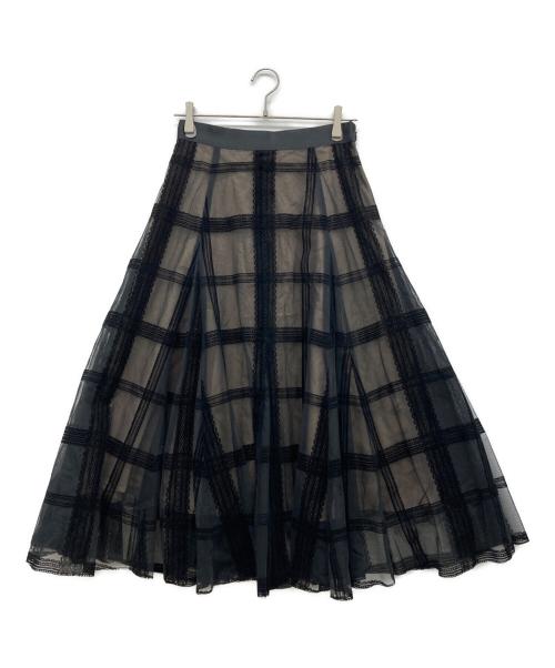Snidel（スナイデル）Snidel (スナイデル) フロッキーチェックチュールスカート ブラック サイズ:1の古着・服飾アイテム