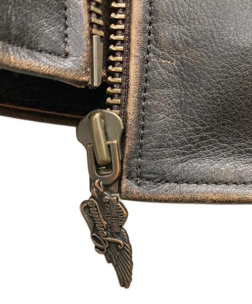HARLEY-DAVIDSON（ハーレーダビッドソン）HARLEY-DAVIDSON (ハーレーダビッドソン) シングルライダースジャケット ブラウン サイズ:Ｍの古着・服飾アイテム