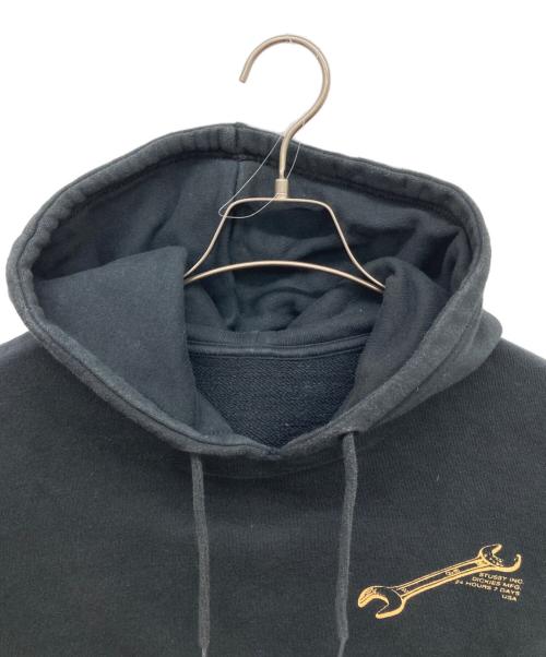 stussy（ステューシー）stussy (ステューシー) Dickies (ディッキーズ) ワンポイントプリントパーカー ブラック サイズ:Mの古着・服飾アイテム