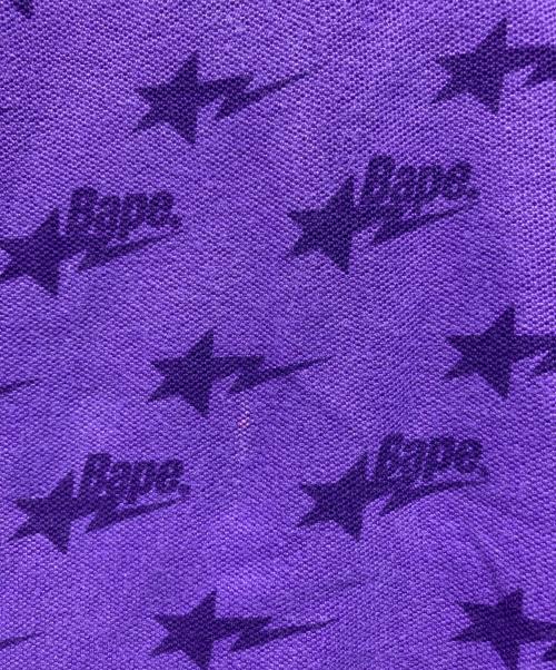 A BATHING APE（アベイシングエイプ）A BATHING APE (アベイシングエイプ) ベイプスター総柄ポロシャツ パープル サイズ:Mの古着・服飾アイテム