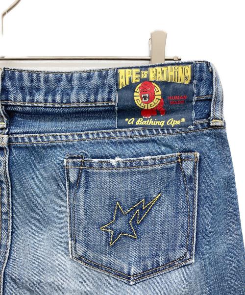 A BATHING APE（アベイシングエイプ）A BATHING APE (アベイシングエイプ) ベイプスター刺繍デニムパンツ インディゴ サイズ:XSの古着・服飾アイテム
