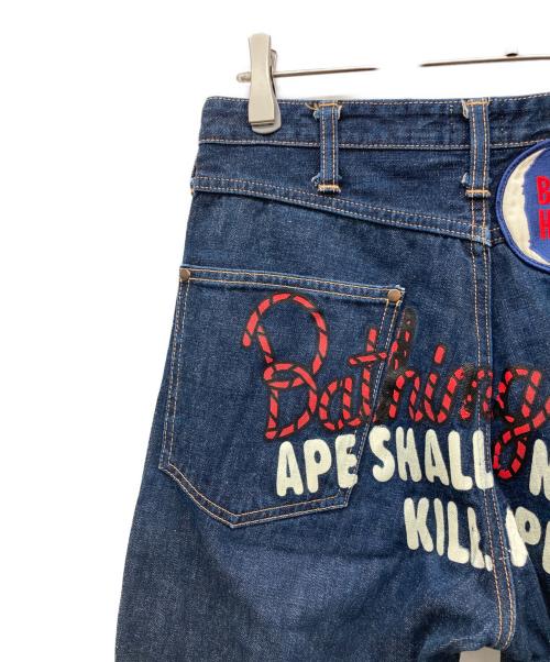 A BATHING APE（アベイシングエイプ）A BATHING APE (アベイシングエイプ) ベイプヘッドデニムパンツ インディゴ サイズ:Sの古着・服飾アイテム