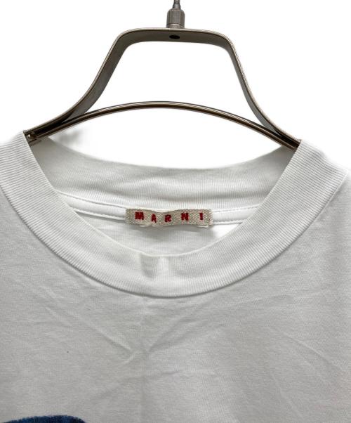 MARNI（マルニ）MARNI (マルニ) ドリッピングロゴTシャツ ホワイト×ブルー サイズ:48の古着・服飾アイテム
