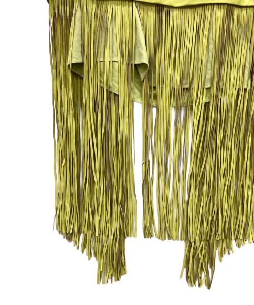 MAISON SPECIAL（メゾンスペシャル）MAISON SPECIAL (メゾンスペシャル) Vegan Leather Fringe Wrap Skirt 黄緑 サイズ:38の古着・服飾アイテム