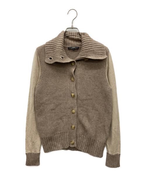 MaxMara（マックスマーラ）MaxMara (マックスマーラ) コットンカシミヤシルク混切替カーディガン ブラウン サイズ:Lの古着・服飾アイテム