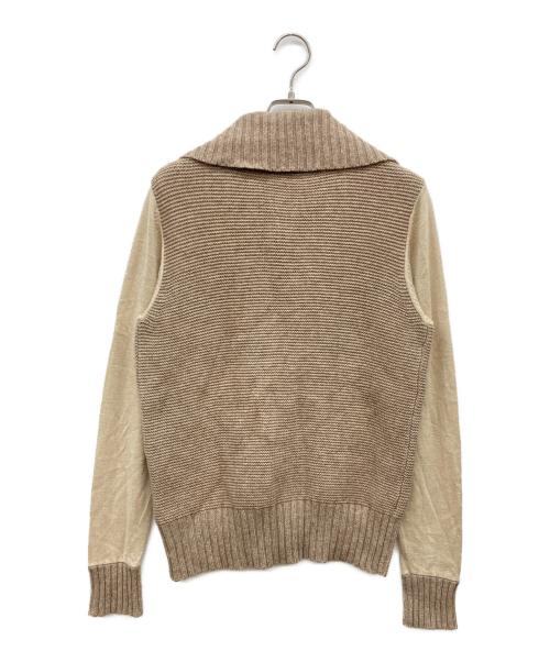 MaxMara（マックスマーラ）MaxMara (マックスマーラ) コットンカシミヤシルク混切替カーディガン ブラウン サイズ:Lの古着・服飾アイテム