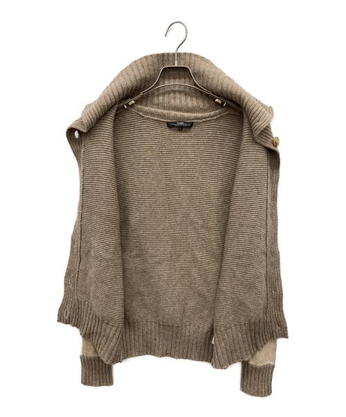 MaxMara（マックスマーラ）MaxMara (マックスマーラ) コットンカシミヤシルク混切替カーディガン ブラウン サイズ:Lの古着・服飾アイテム