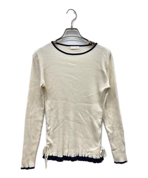 BALLSEY（ボールジィ）BALLSEY (ボールジィ) シルクコットンリブ サイドレースアッププルオーバー ベージュ サイズ:Sの古着・服飾アイテム