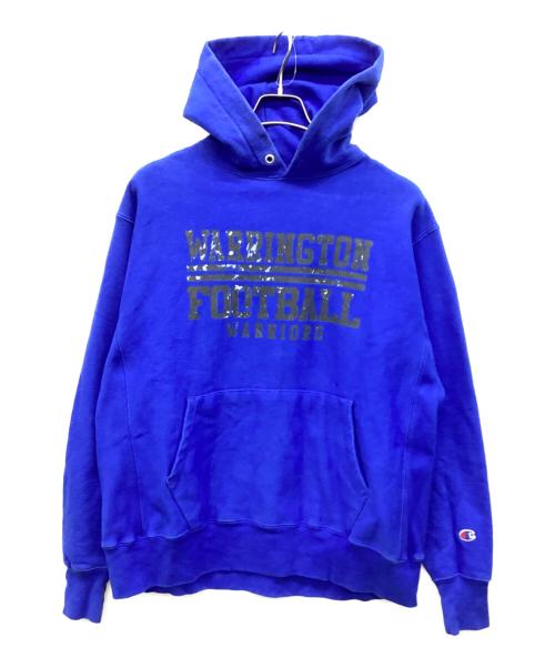 Champion REVERSE WEAVE（チャンピオン リバース ウィーブ）Champion REVERSE WEAVE (チャンピオン リバース ウィーブ) プリントパーカー ブルー サイズ:Lの古着・服飾アイテム