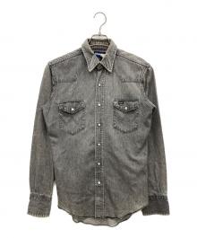 Wrangler（ラングラー）の古着「先染めブラックデニムウエスタンシャツ」｜ライトグレー
