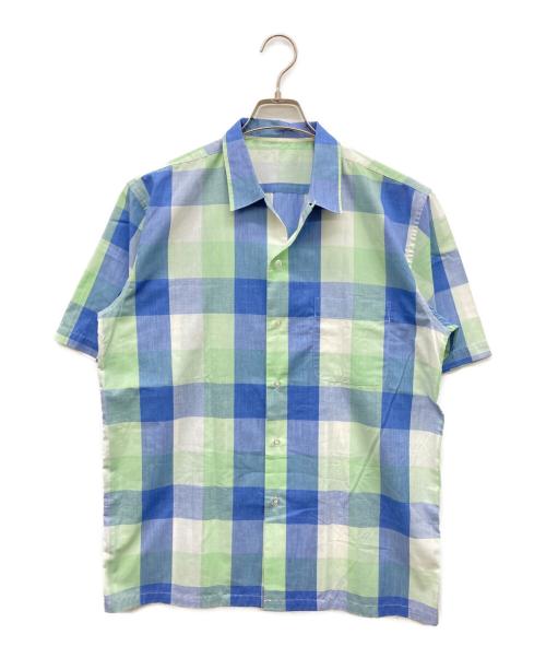 USED（ユーズド）USED (ユーズド) ヴィンテージ半袖チェックシャツ ブルー サイズ:不明の古着・服飾アイテム