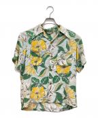 Peters of Californiaピーターズ オブ カリフォルニア）の古着「40s アロハシャツ ロングポイント」｜アイボリー×グリーン