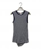 AIME TRICOT by MAUCHAUFFEEエム トリコ バイ モーショッフェ）の古着「ノースリーブボーダーカットソー」｜ホワイト×ブラック
